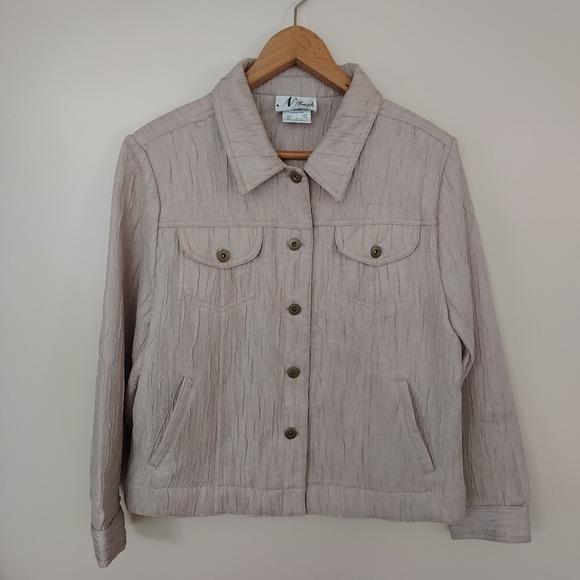 N Touch Crinkle Tan Lightweight Jacket Shacket Petite 14 - Picture 4 of 10